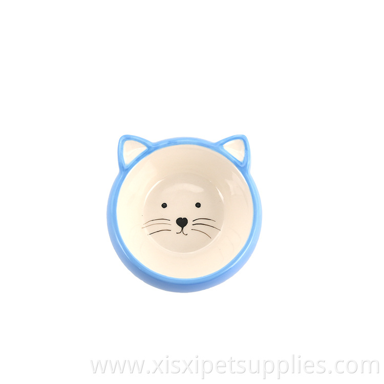 Wholesale Luxury Cute Rounded Blue Ceramic Pet Cat Feeding Bowl